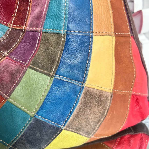 Wilsons Leather Colorful Patchwork Hobo Bag - Picture 5 of 10